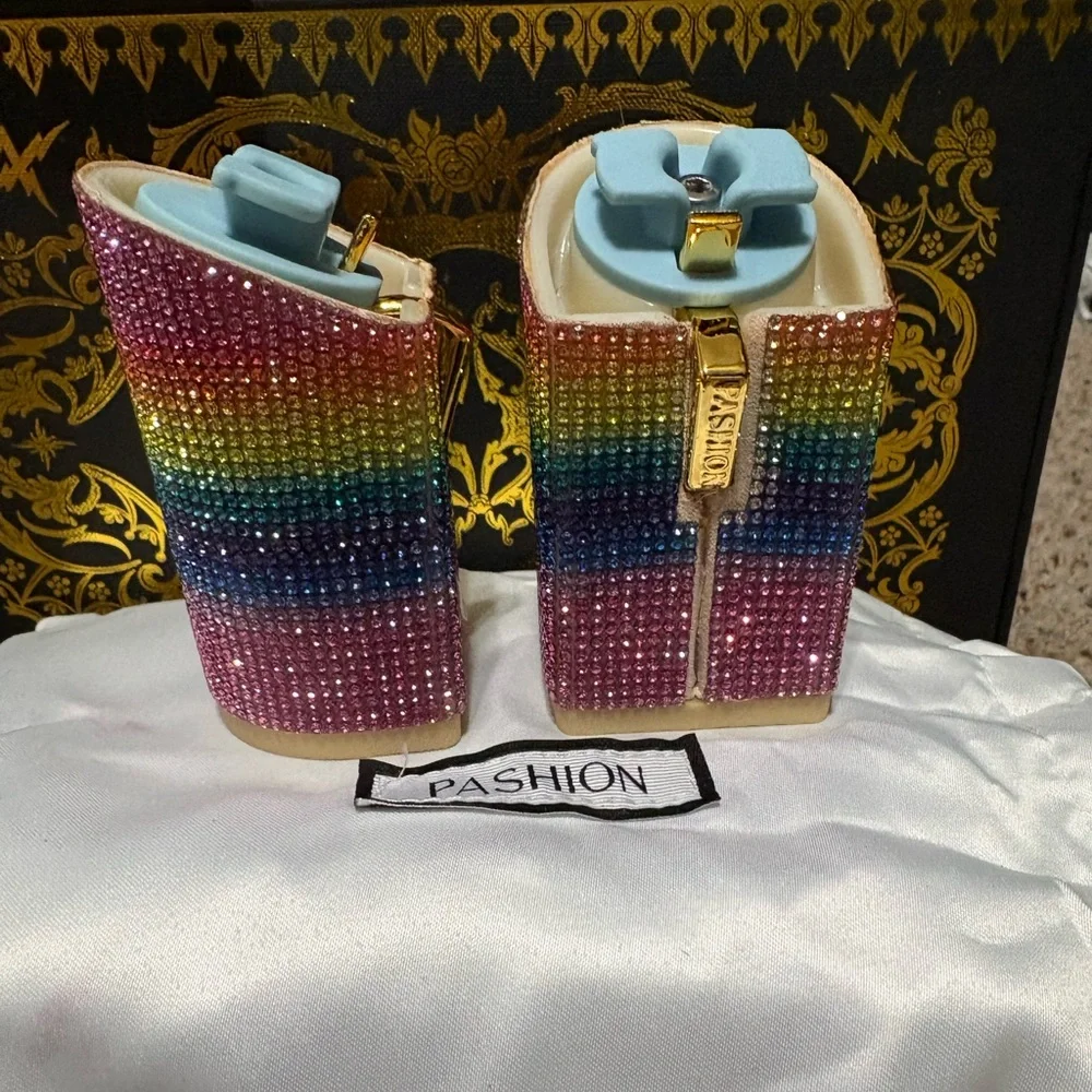 Pashion Footwear Rainbow Rhinestone 4” Block Heel Kit - Picture 3 of 4
